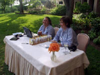 28-Apr-2003 18:06
Austin
The networking reception - Michala Burton and Yvonne Corper
The perfect evening for the reception on the lawn. The sun wa shining, it was not too hot and the network reached outside to the registration desk.